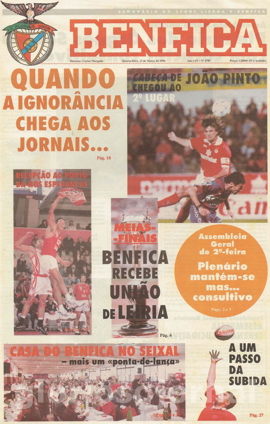 jornal o benfica 2787 1996-03-13